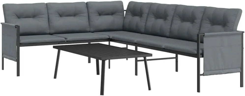 Salon de jardin et ensemble lounge: en acier, 2 pièces, anthracite