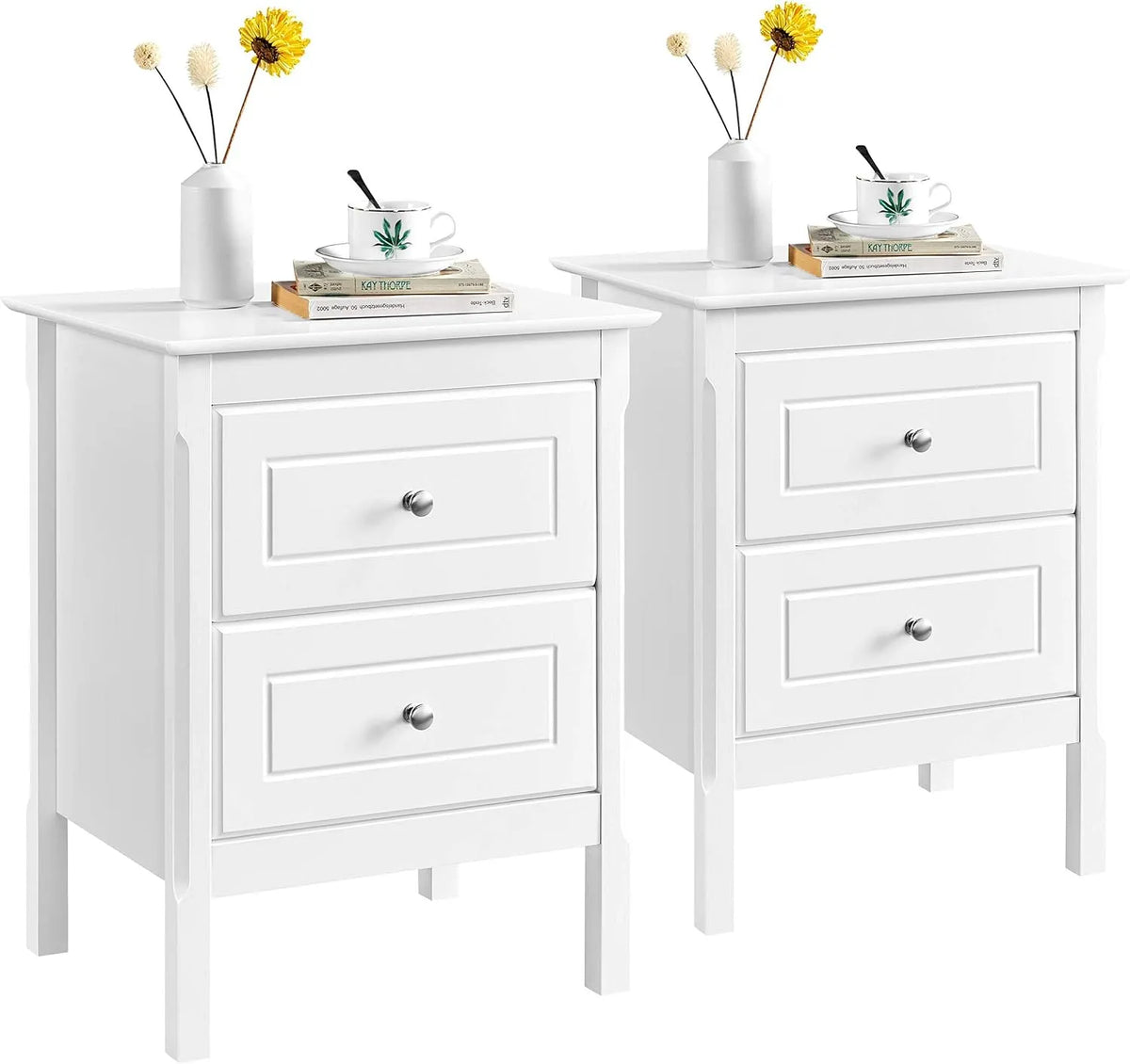 Canapé: en bois, avec rangement, avec tiroirs, Lot de 2, 48 × 40 × 61 cm, blanc