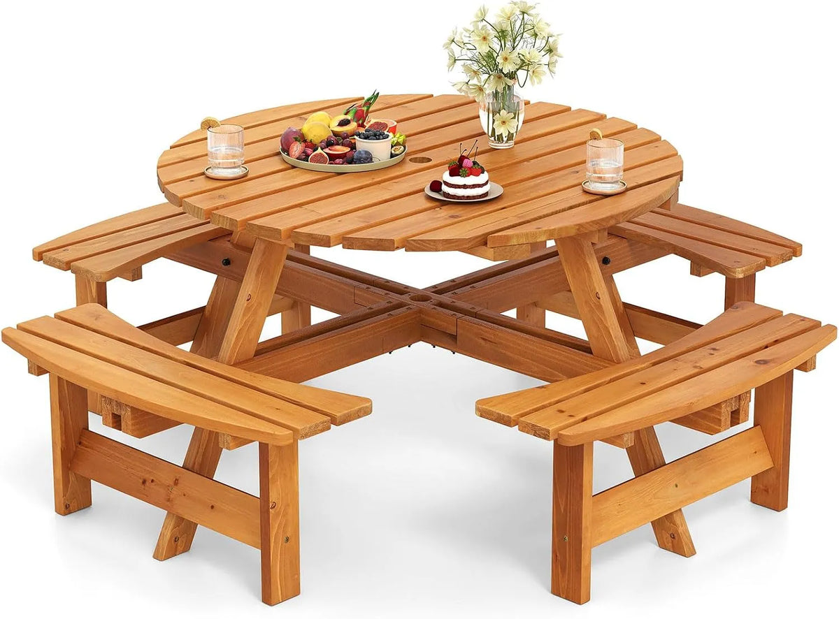 COSTWAY Banc – en bois, 179 × 179 × 70 cm, 5 cm, jaune