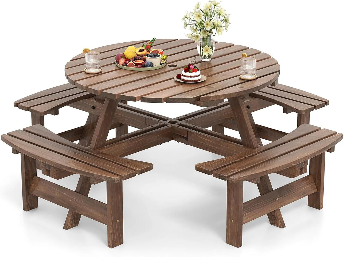 COSTWAY Banc — en bois, 179 × 179 × 70 cm, 5 cm, marron
