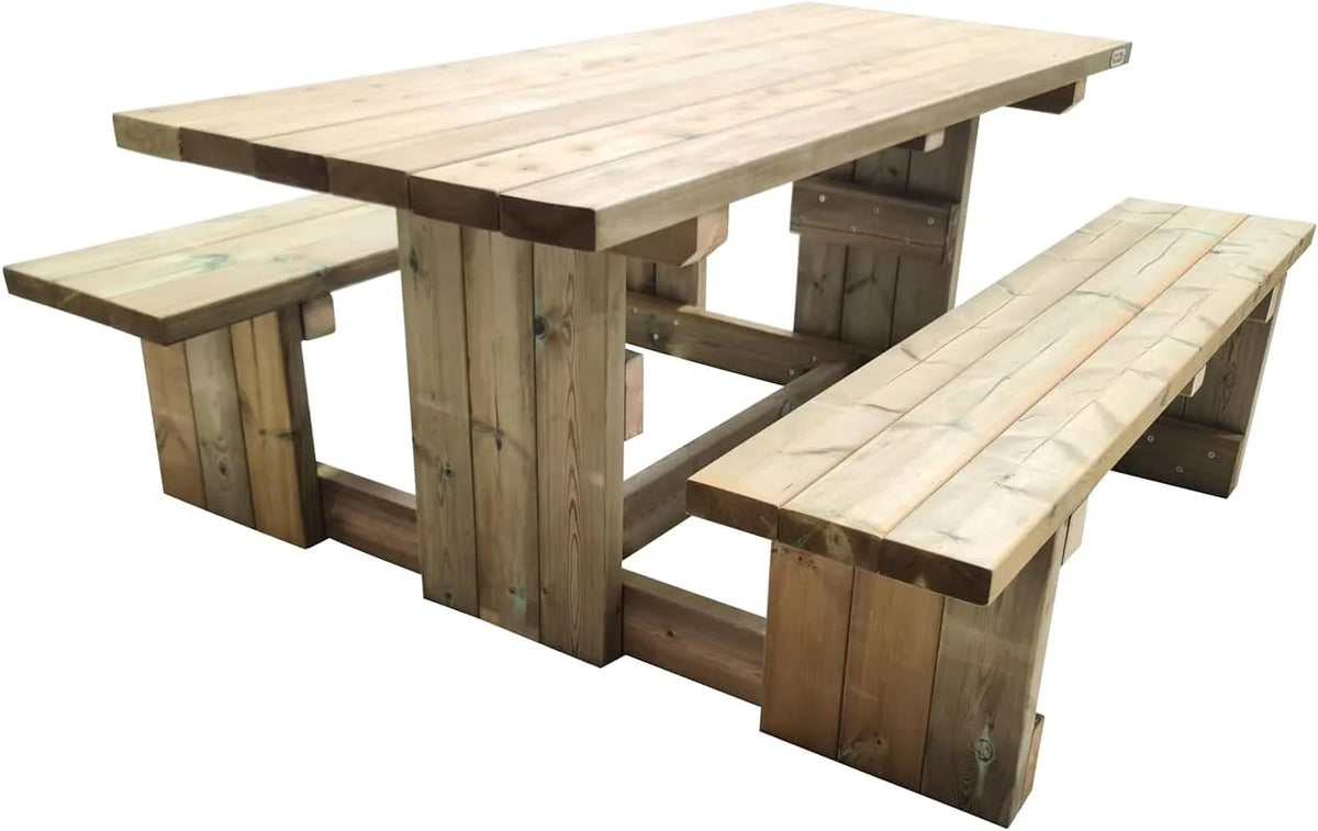 Table de pique-nique Canet: en bois, avec dossier
