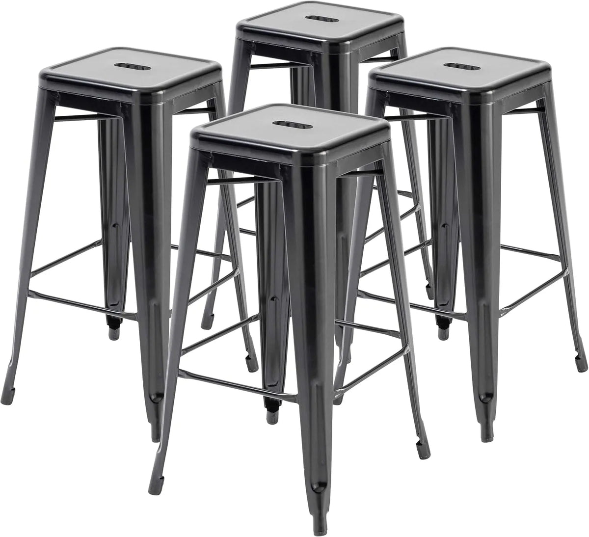 Oviala Lot de 4 Tabouret de bar et siège de comptoir en Acier Noir