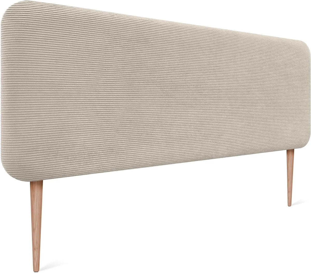 Tête de Lit Capitonnée Unie Arrondie en Velours Côtelé Premium — absorbant, 140cm, beige