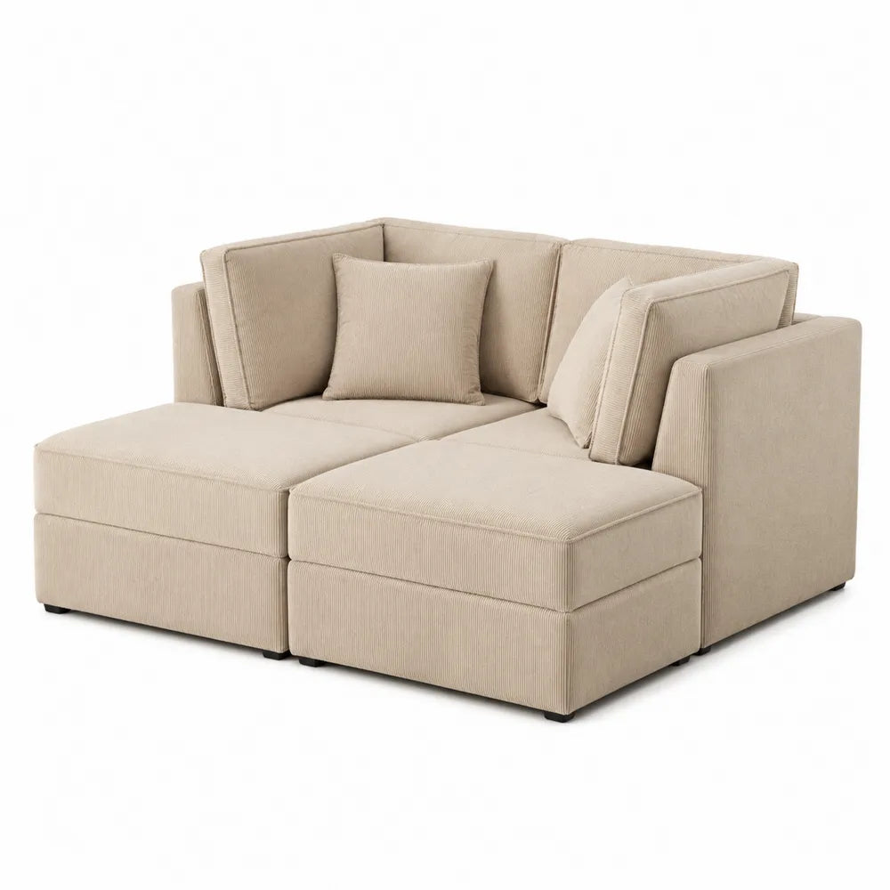 Canapé modulaire en tissu beige 2 places