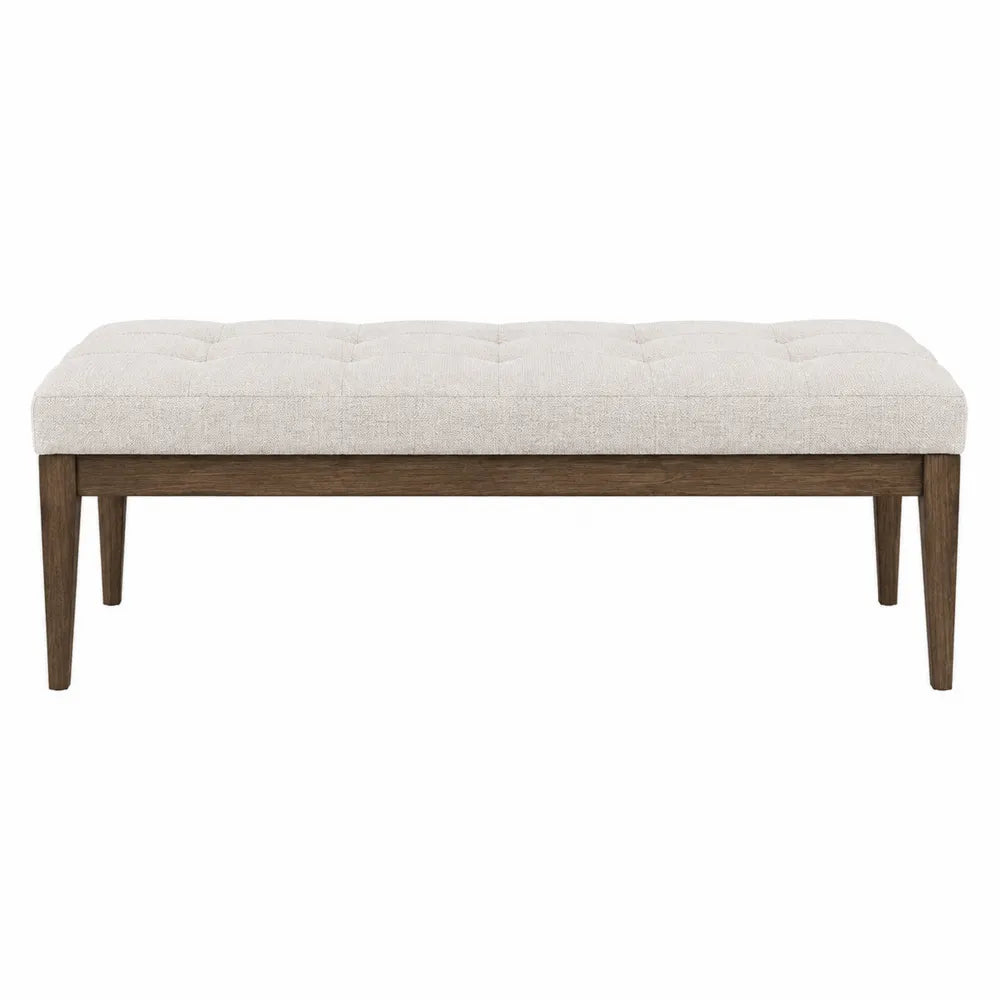Banc en bois massif avec tissu en polyester beige 120cm