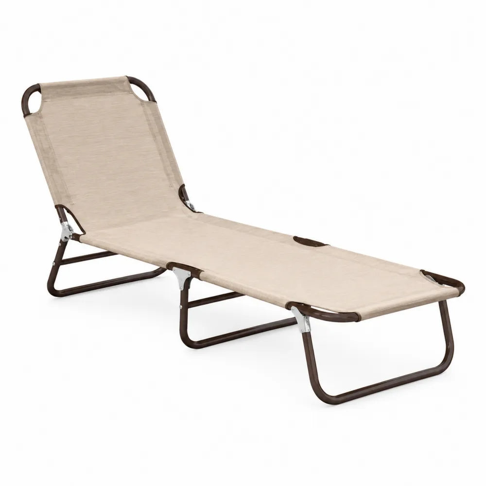 Chaise Longue en Acier et Textilène Beige
