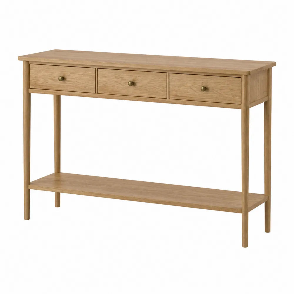 Console en bois avec 3 tiroirs et étagère 100 cm