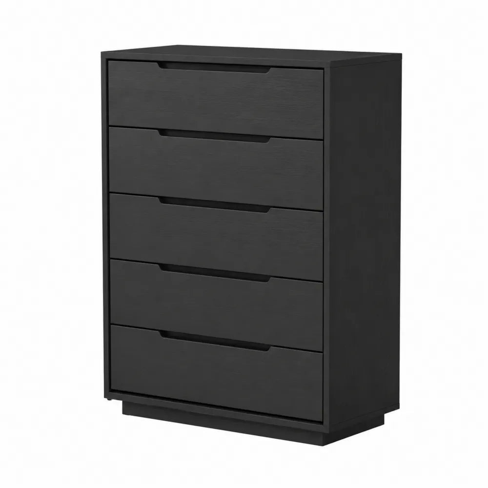 Commode en MDF noire à 5 tiroirs 100x80x40 cm