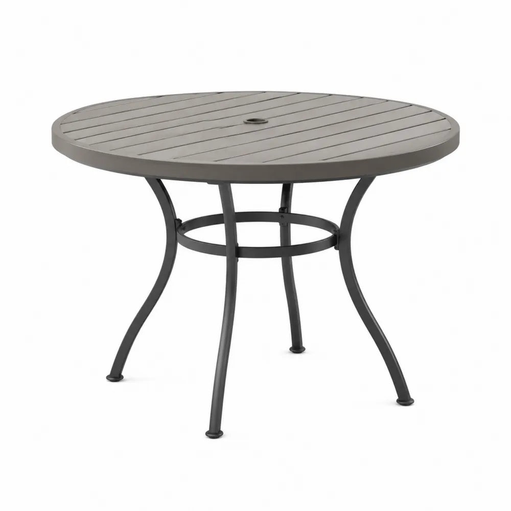 Table de jardin ronde en métal gris 90 cm