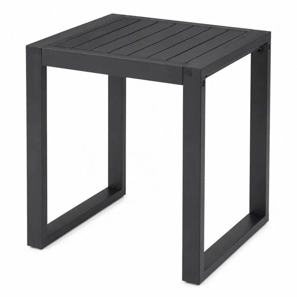 Table carrée en métal noir pour extérieur 45x45x45 cm