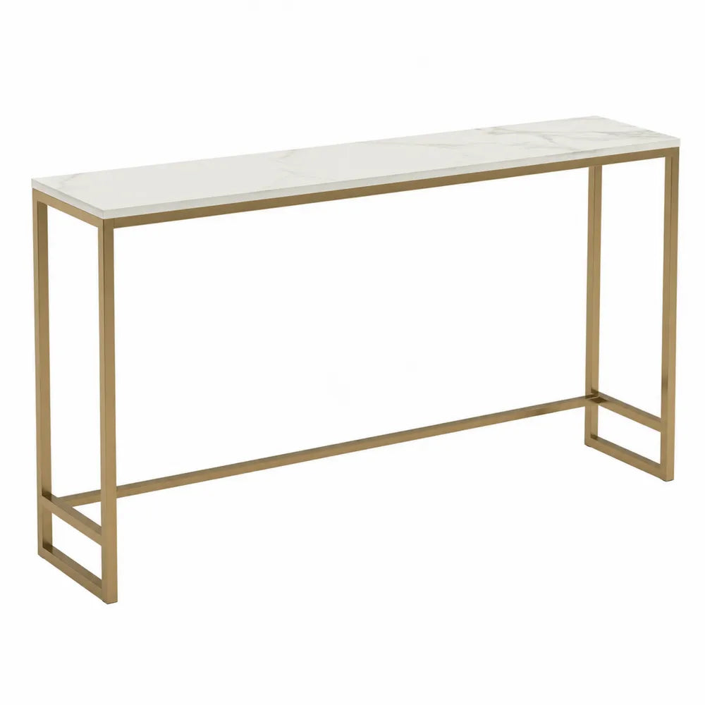 Console marbre blanc et métal doré 120 cm