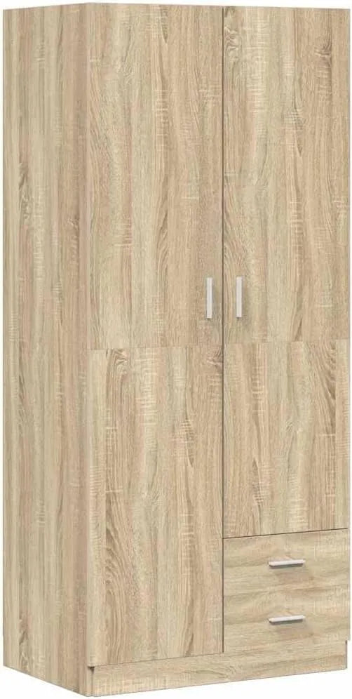 Armoire-penderie et garde-robe de rangement: avec rangement, avec tiroirs, 2 Portes, 2 Tiroirs, 80 × 52 × 180 cm