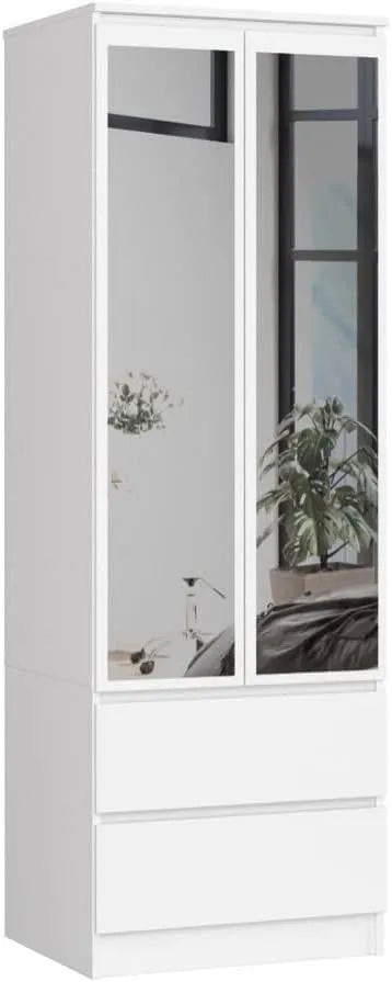 Générique Penderie avec Miroir 2 Portes et 2 tiroirs pour: avec tiroirs, 180 × 60 × 51 cm, blanc
