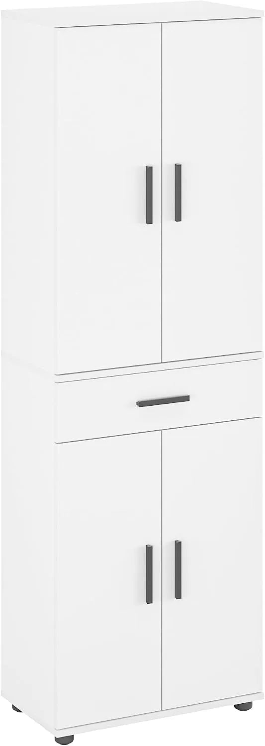 Armoire de rangement: avec rangement, avec tiroirs, avec Bibliothèque et étagère de rangements, 180 × 34 × 60 cm, blanc, avec étagères