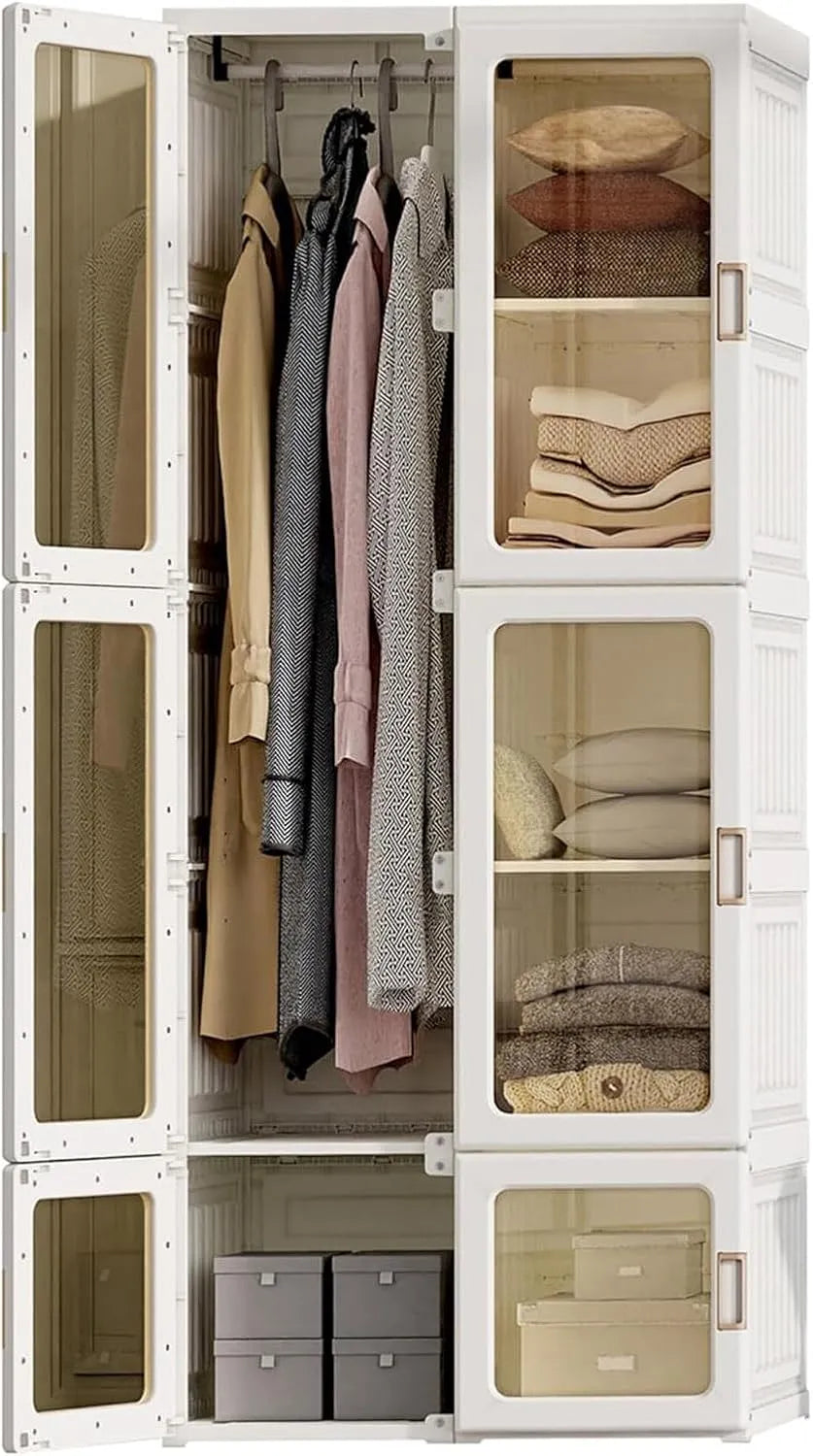 Armoire de rangement — avec rangement, avec Bibliothèque et étagère de rangements, pliable, format portable, avec étagères