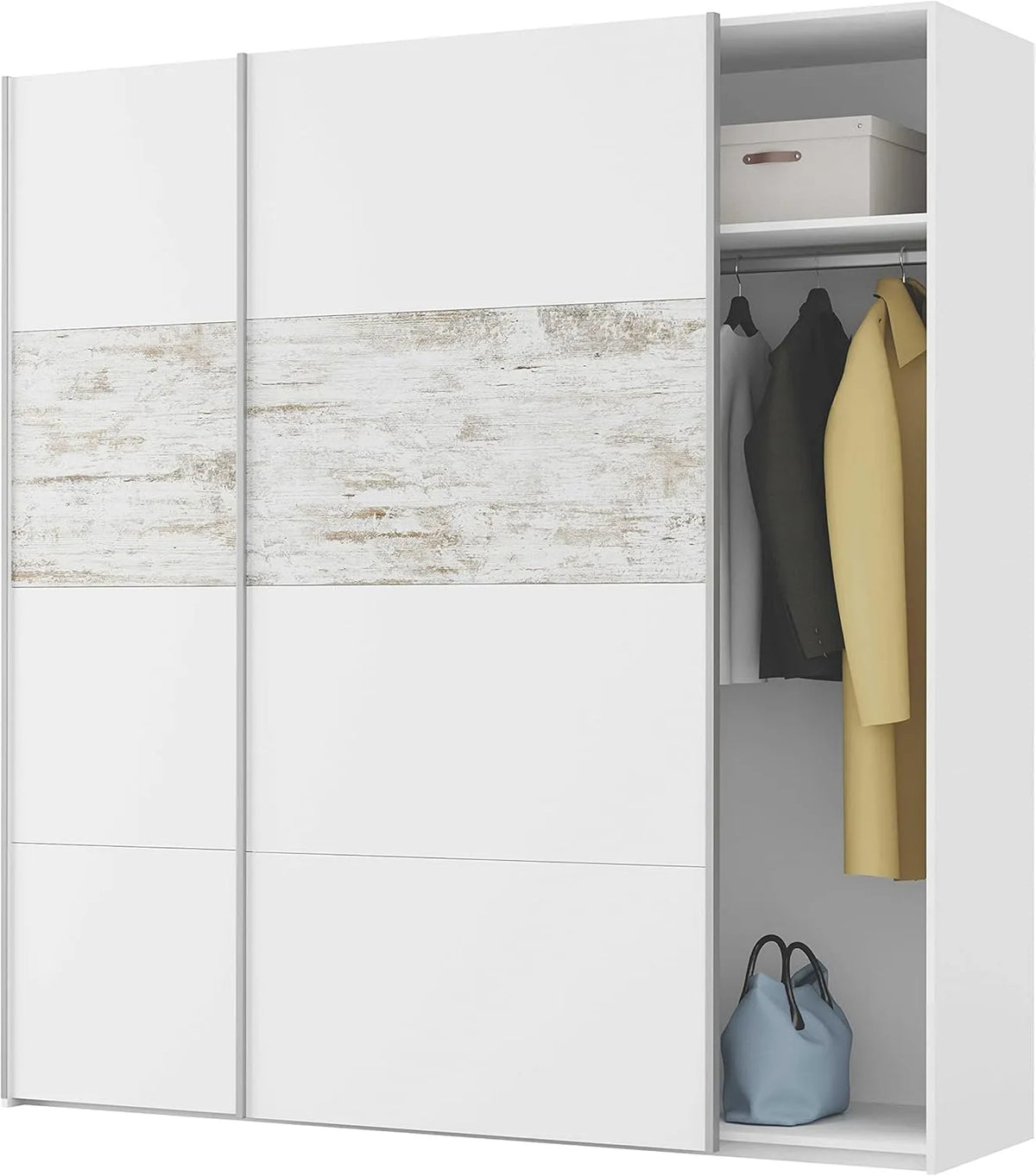 Armoire-penderie et garde-robe de rangement – P60, LOUNGITUDE, 2 Portes, blanc