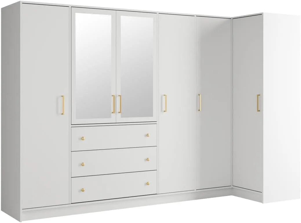 Armoire de rangement: Lizandro, avec tiroirs, 6 Portes, 3 tiroirs, blanc