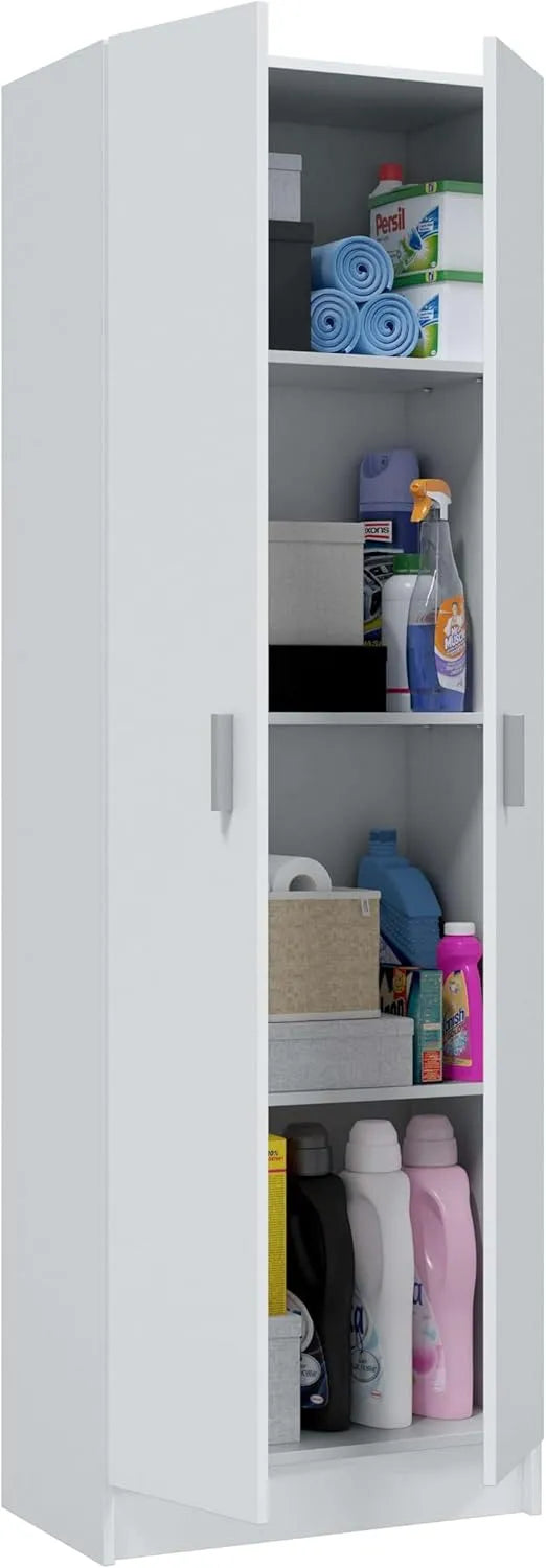 Armoire de rangement: avec Bibliothèque et étagère de rangements, 2 portes, 3 étagères, 180 × 59 × 37 cm, blanc