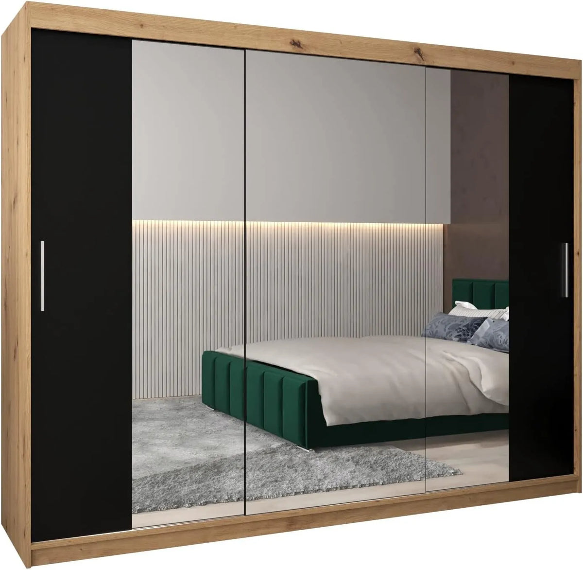 Armoire de rangement – avec rangement, avec Bibliothèque et étagère de rangements, 250 × 200 × 62 cm, noir, avec étagères