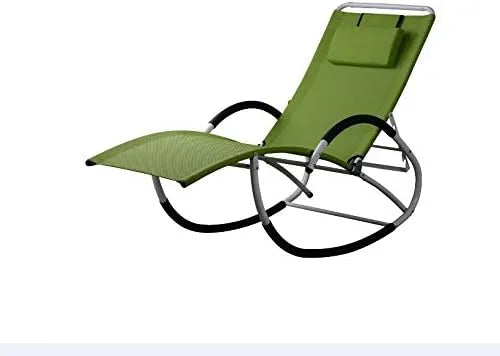 Fauteuil et chaise rembourrée à bascule – en plastique, revêtement en tissu, avec coussins, réglable, vert, inclinable