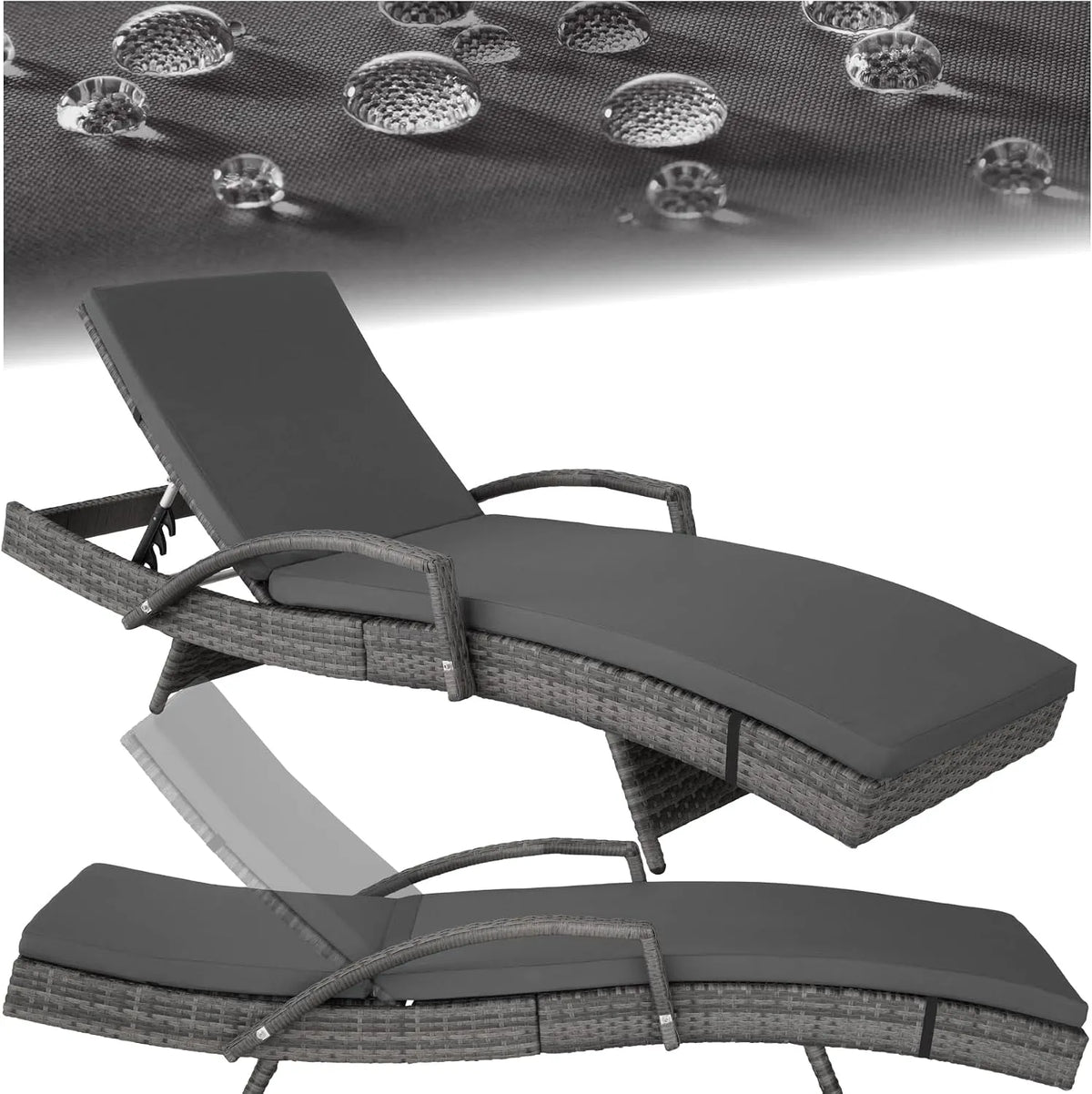 tectake Bain de soleil – avec dossier, réglable, en aluminium, inclinable