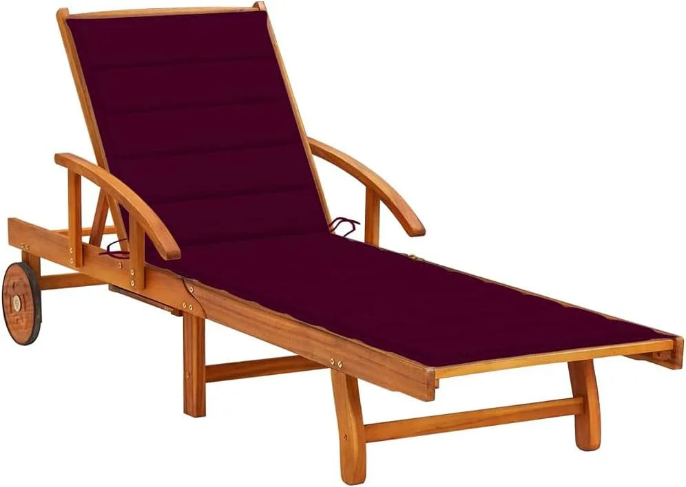 Chaises de jardin – en bois, avec dossier, avec coussins, réglable, inclinable