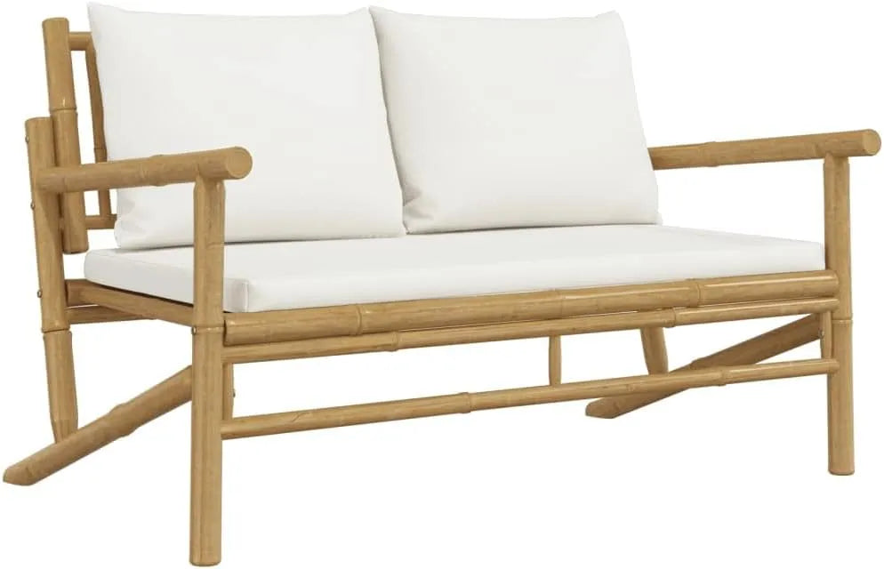 Banc de jardin et banquette de terrasse – avec coussins, blanc