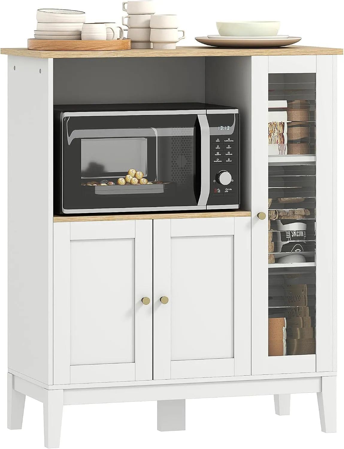 HOMCOM Armoire de rangement – en bois, 3 Portes, 80 × 35 × 97 cm, blanc