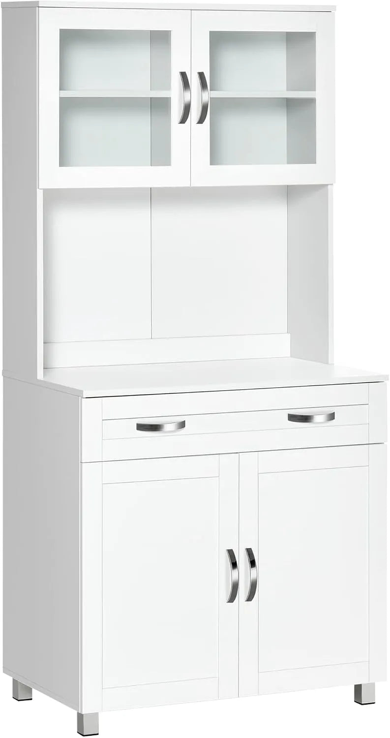 HOMCOM Armoire de rangement – MDF, avec rangement, avec tiroirs, blanc