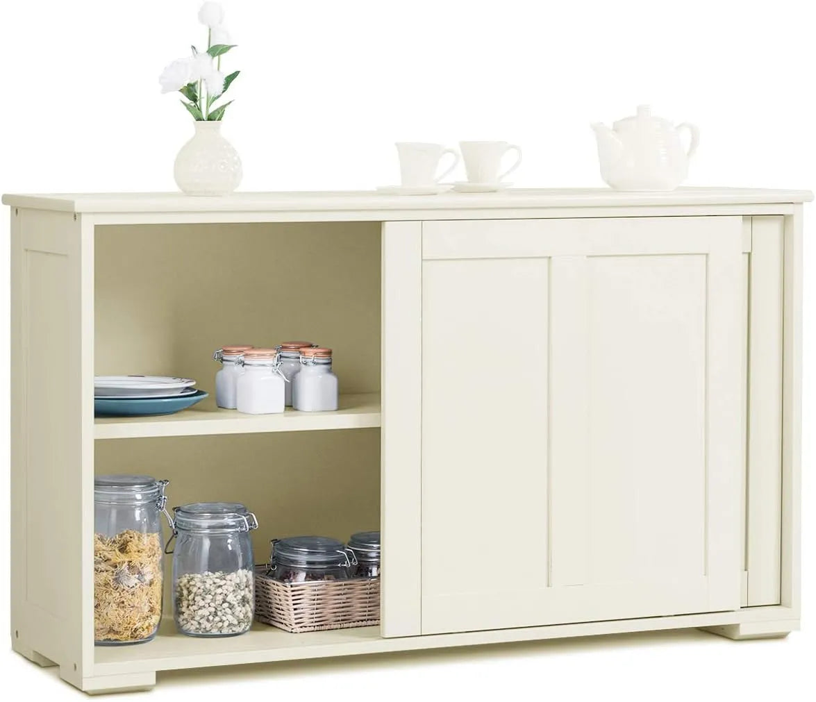Buffet et meuble de rangement Commode Bas avec 2 Etagères: MDF, avec rangement, réglable, 106, 5 × 33 × 60 CM, beige