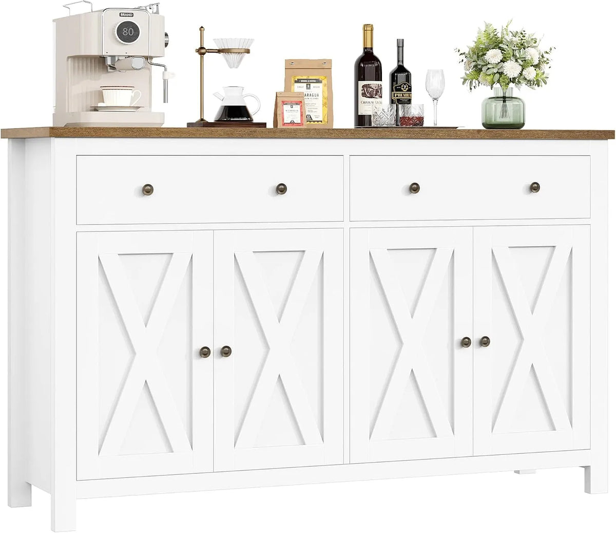 FirFurd Buffet et meuble de rangement Cuisine Meuble de Cuisine Rangement Buffet avec 4: avec rangement, avec tiroirs, avec étagères, réglable