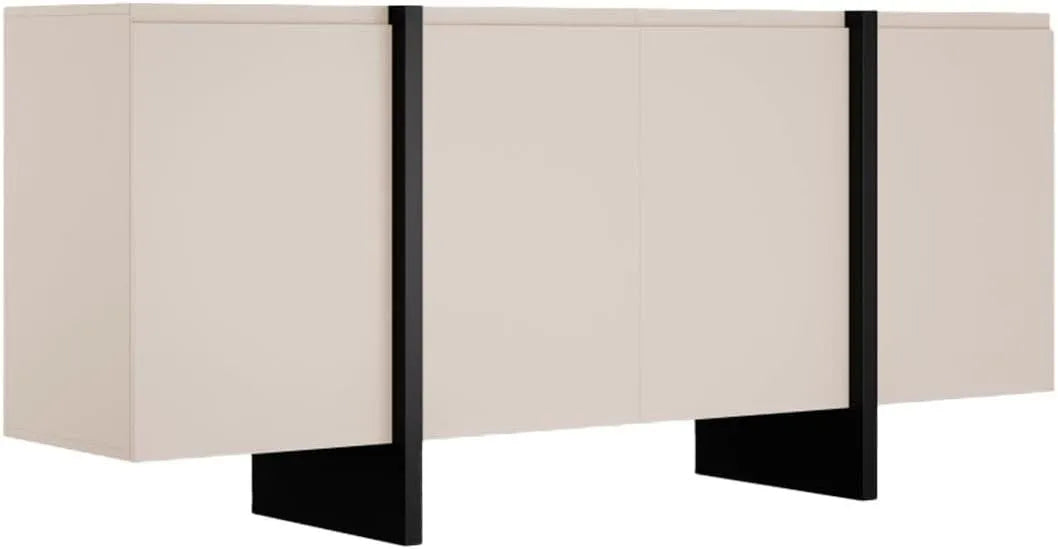 Vente-unique: LUVONIA, 4 Portes, noir, en MDF