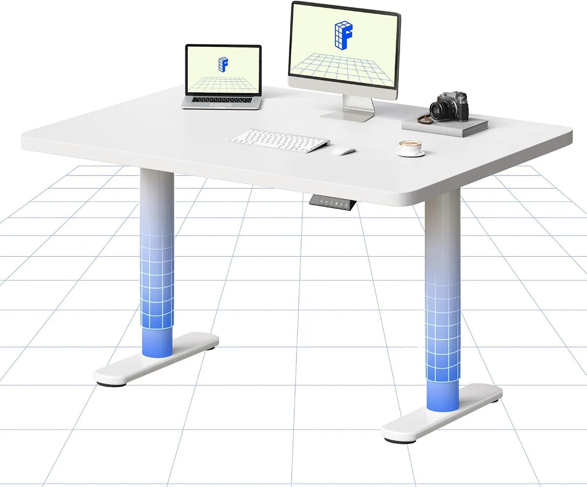 Bureau et table informatique: fonctionnement silencieux, 120×80 cm, blanc
