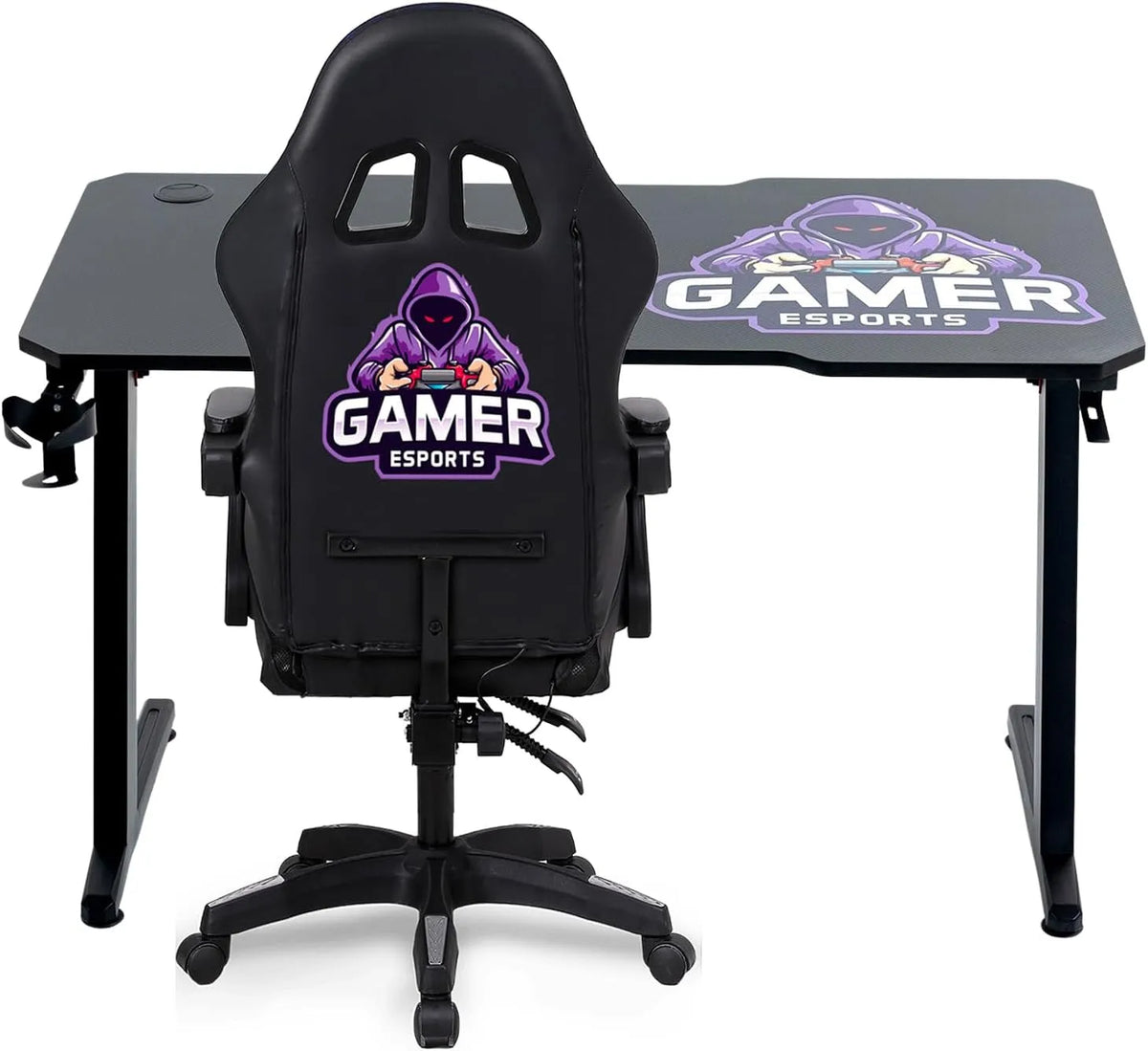 Bureau et table informatique — DESK120Z-GAMER, style rétro, pour gaming, éclairage RGB, affichage LED