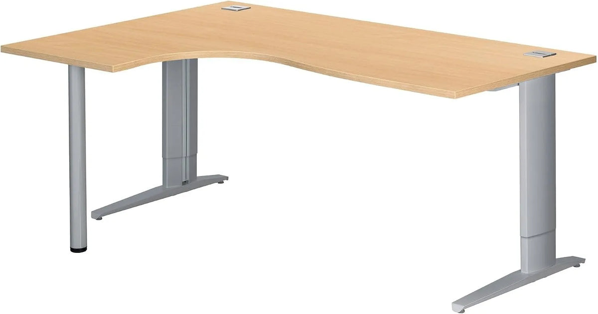 Bureau et table informatique – en métal, angle gauche, format compact, réglable, 180 cm, hauteur réglable, en aluminium