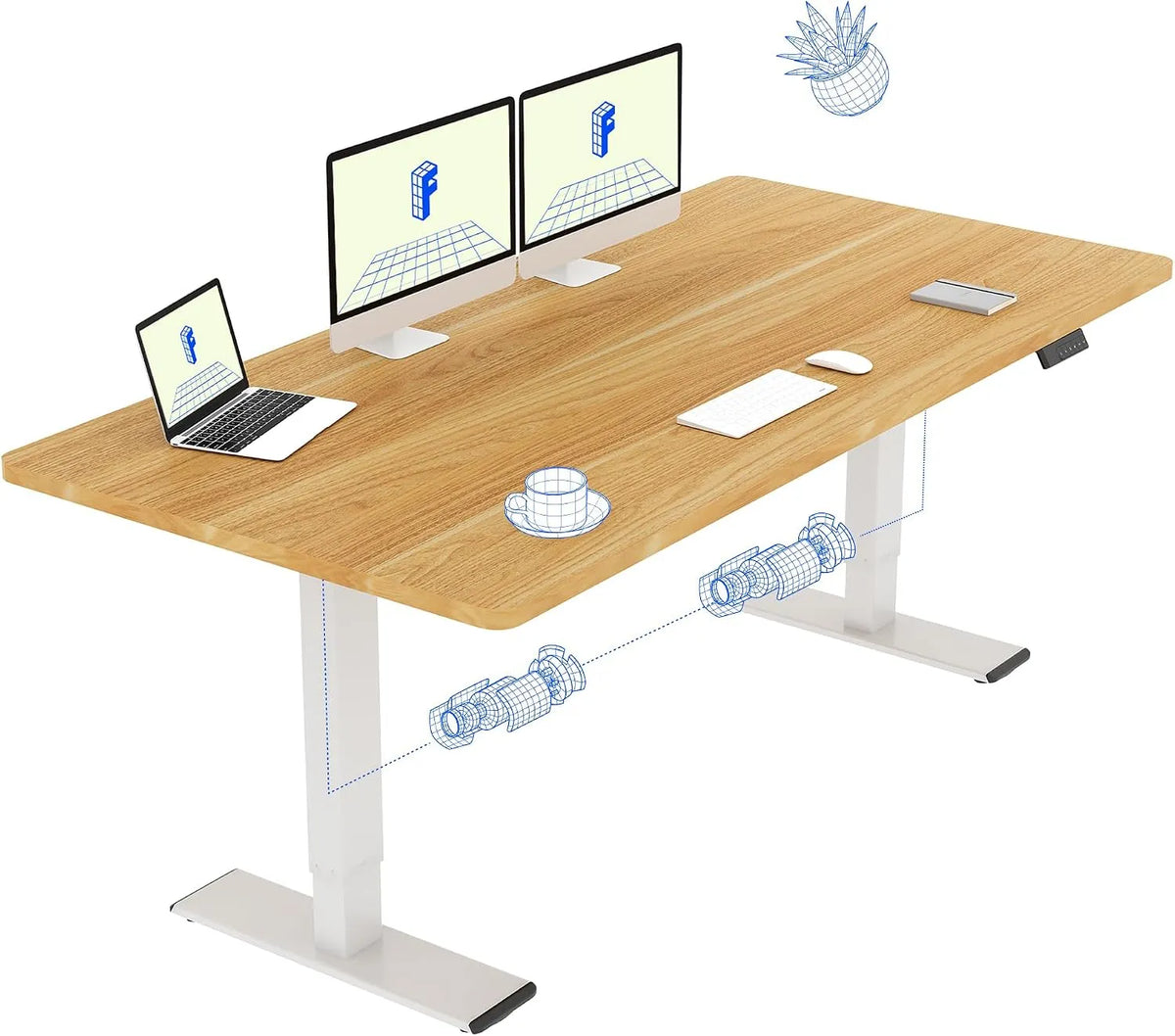 Bureau et table informatique: 140 × 70 cm, 100kg, blanc