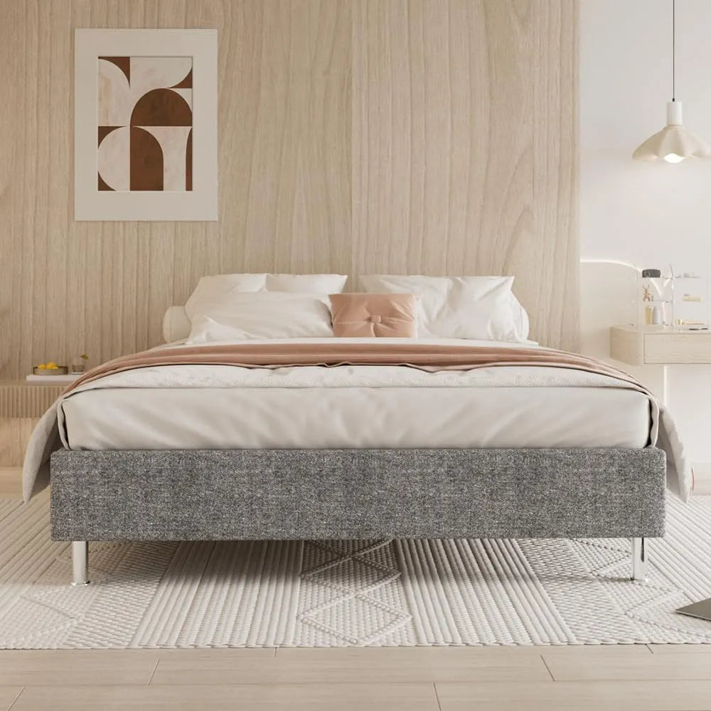 Stanew Cadre de lit et structure de lit 140x190 Plateforme capitonné 31 cm Sommier/Support — en bois, 140 × 190, 140 × 190cm, gris