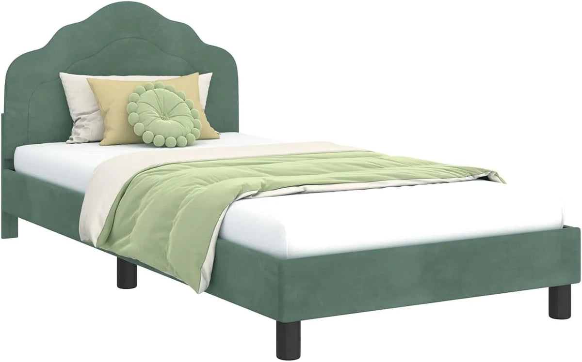 Cadre de lit et structure de lit pour enfants avec tête de lit Vert – 90 × 190 cm