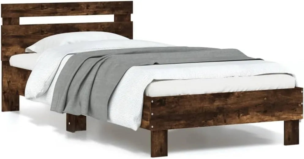 Cadre de lit et structure de lit Simple Avec Tête de Lit et Lumières – affichage LED, 90 × 190 cm