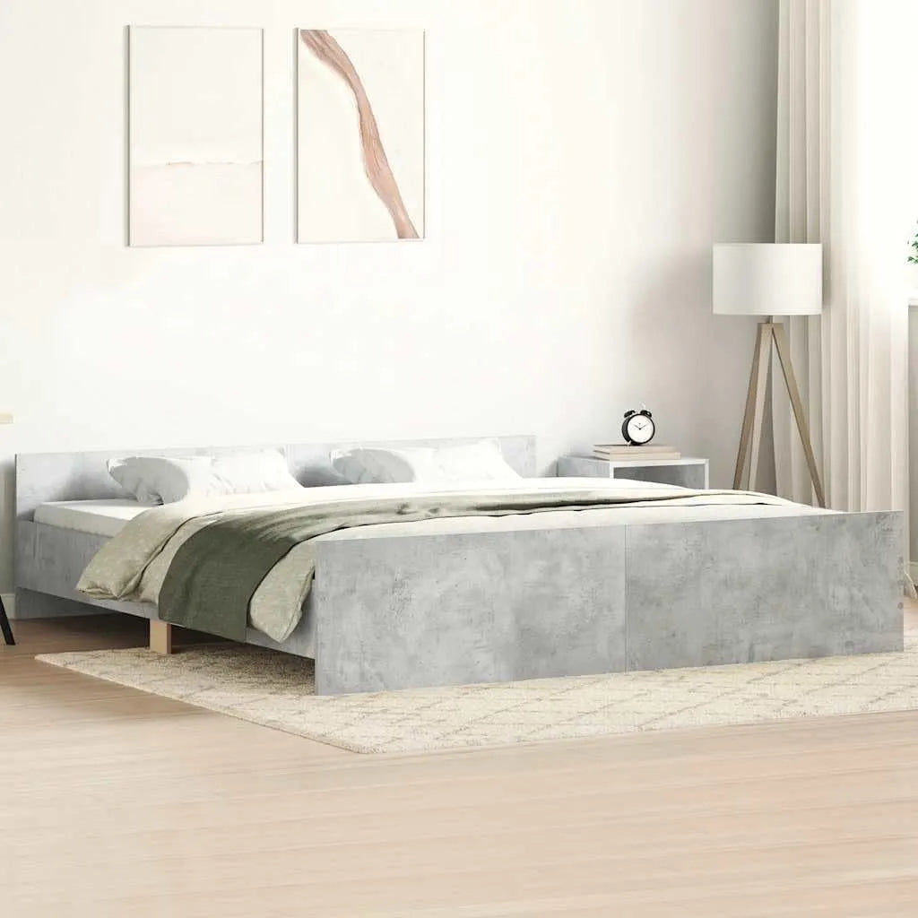 Cadre de lit et structure de lit Tête de Lit et Pied de Lit — 200 × 200 cm, gris