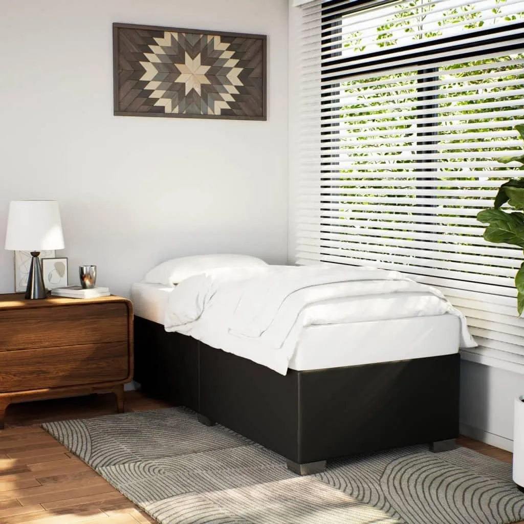 Cadre de lit et structure de lit 80x200 cm Noir Similicuir avec Lattes de – en cuir PU, 80 × 200 cm, revêtement en tissu