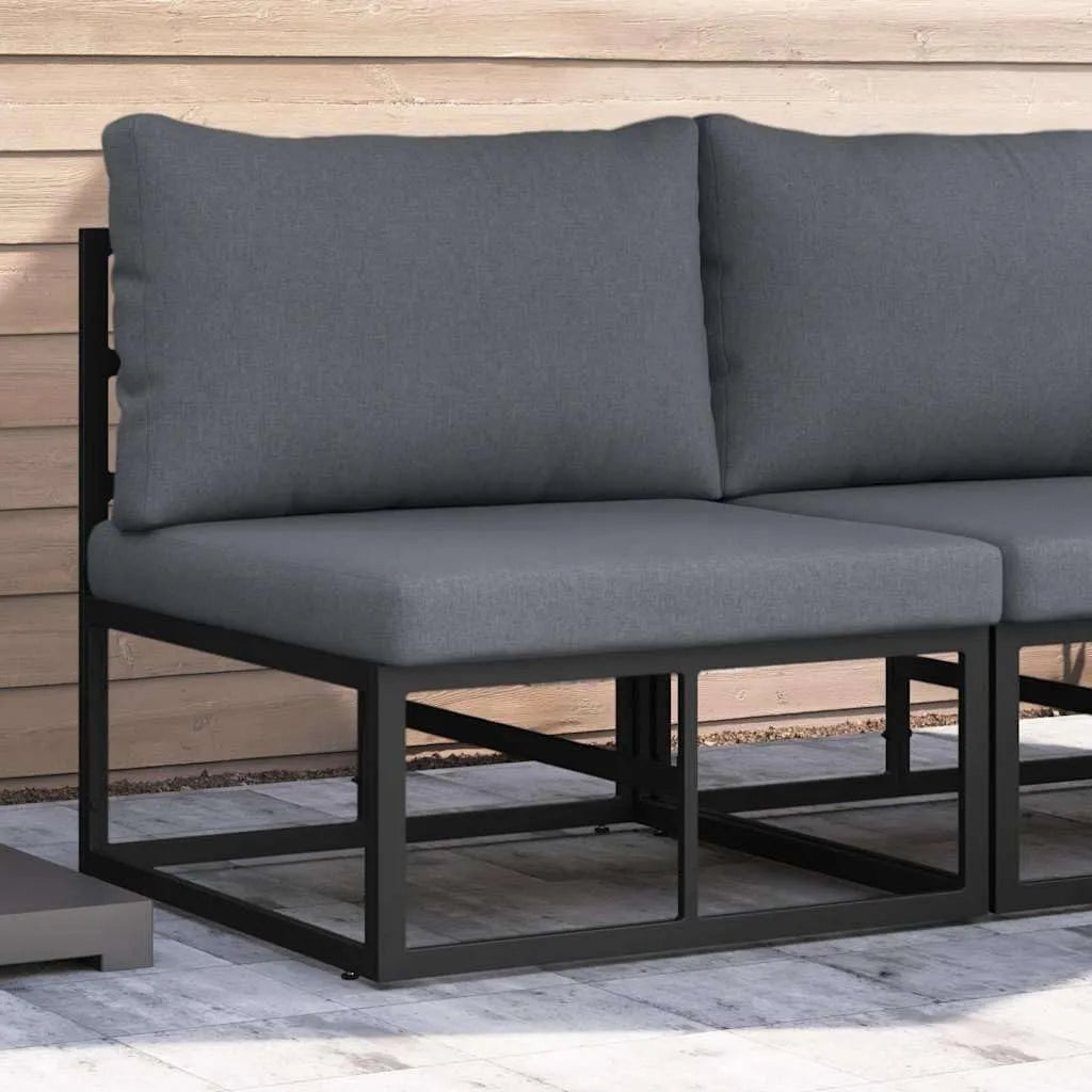Mobilier de Jardin avec Coussin avec Oreiller Noir Aluminium-42008021: avec coussins, en aluminium
