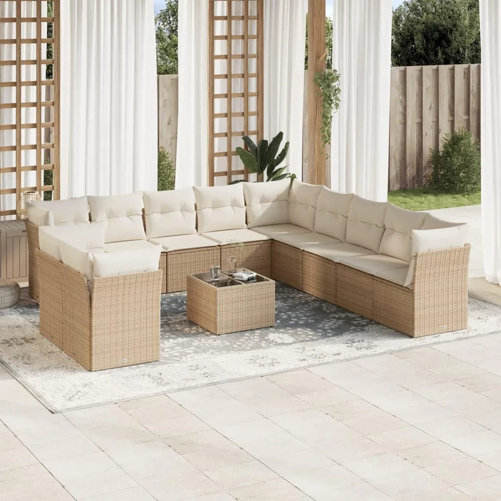 Salon de jardin et ensemble lounge: avec coussins, 12 pièces, 106KG, 9727, beige