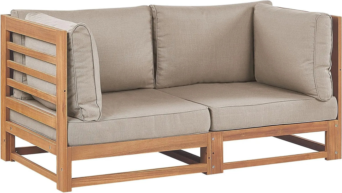 Canapé de jardin et sofa lounge extérieur – en polyester, en bois, avec coussins, 2 Places, gris