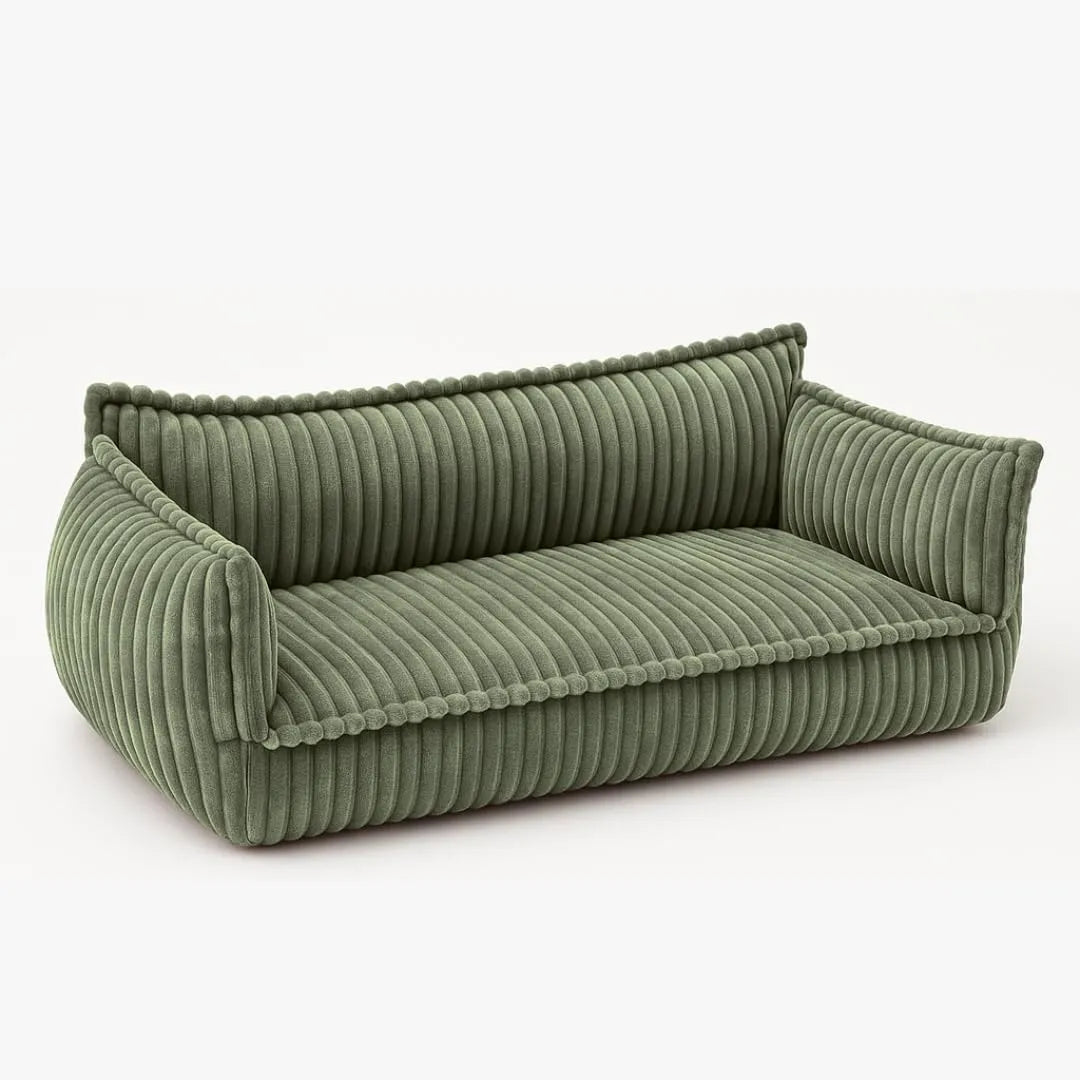 Canapé — pour enfant, à motifs, en velours côtelé, vert