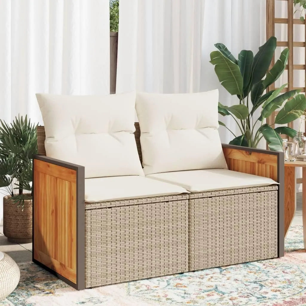 Fauteuil relax et fauteuil inclinable: modulaire, avec coussins, 2 Places, 118 × 62 × 69 cm, beige, en résine tressée