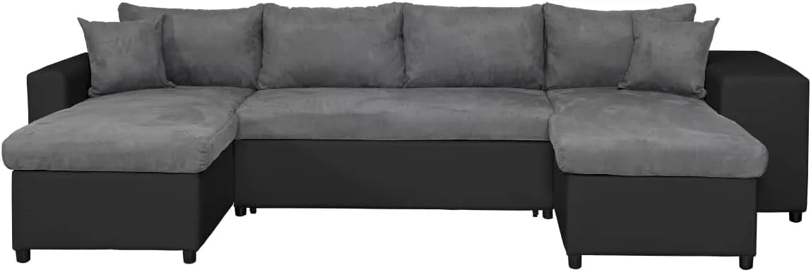 Canapé: revêtement en tissu, convertible, gris