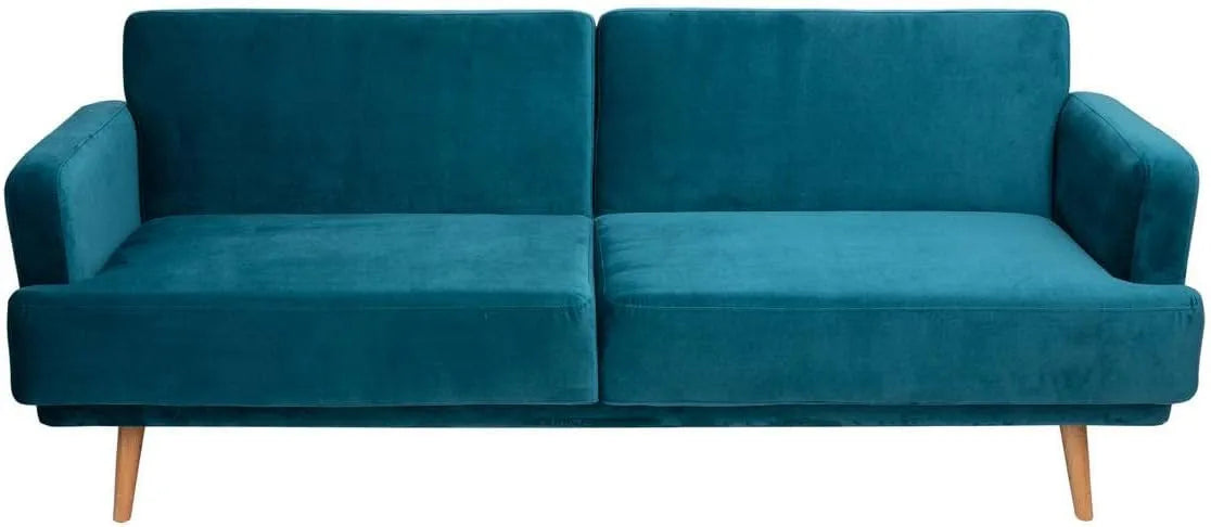 Canapé — convertible, 3 Places, bleu, revêtement en velours