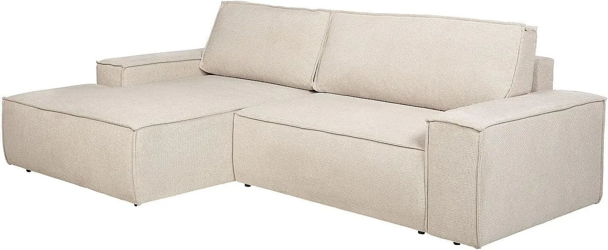 Canapé d'angle et canapé panoramique: angle gauche, revêtement en tissu, convertible, beige
