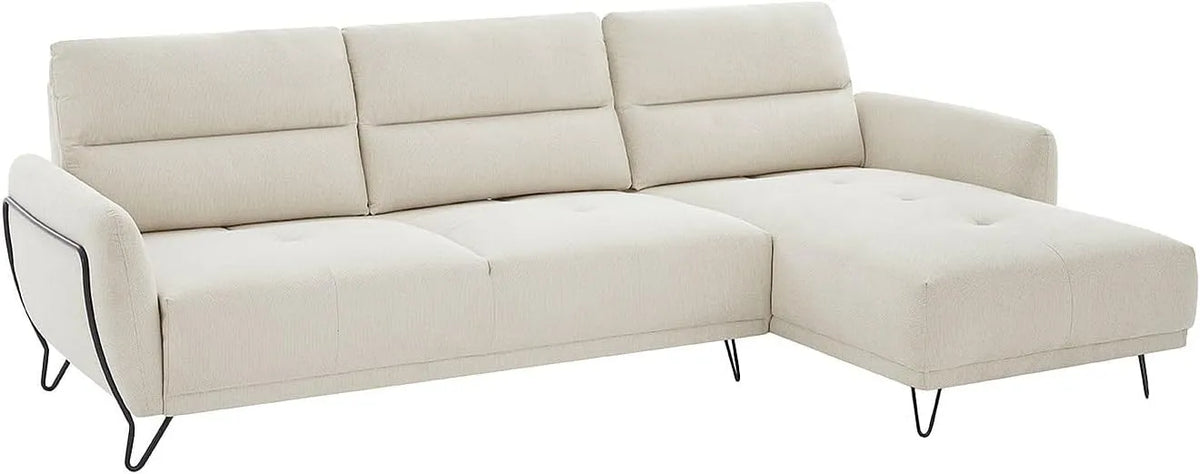 Canapé d'angle et canapé panoramique — DURIMA, angle droit, revêtement en tissu, avec dossier, beige